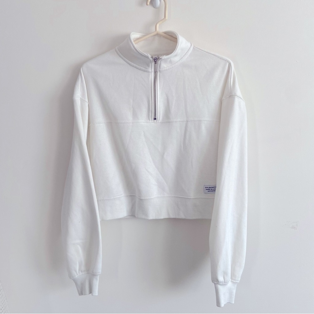 H&M Half-zip White Sweatshirt-Ladies